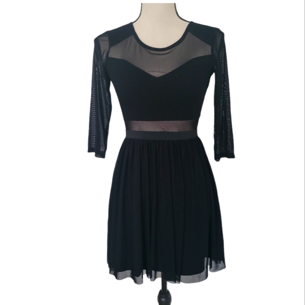 Silence + Noise black mesh panel mini dress